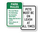 Dog Park Regulations Signs 