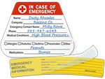 Self Laminating Emergency Medical Information Hard Hat Labels