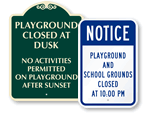 Playground Hours Signs