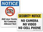 No Cameras Allowed Signs