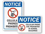 No Cell Phones at School Signs