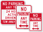 No Parking Any Time Signs