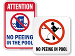 No Peeing In Pool Signs