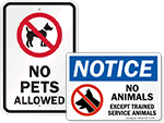 No Pets Allowed Signs
