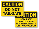 No Tailgating Signs