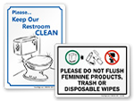 No Waste In Toilet Signs