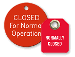 Normally Closed Valve Tags