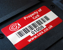 Asset tag on back of laptop