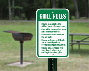 Grill Campground Rules Sign
