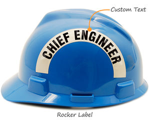 Custom rocker label for hard hat