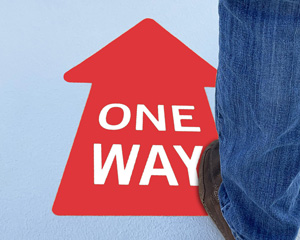 One way directional floor sign