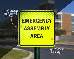 Emergency assembly area sign