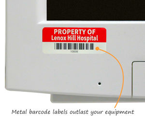 Metal barcode labels for hospitals