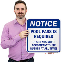 Pool Pass Required Signs