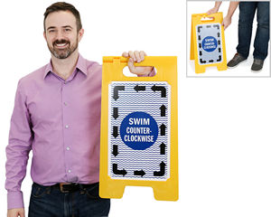 Portable swim counter clockwise lap lane sign