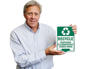 Recycle fluorescent tubes here sign