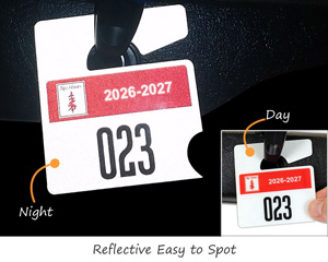 Reflective parking permit tags