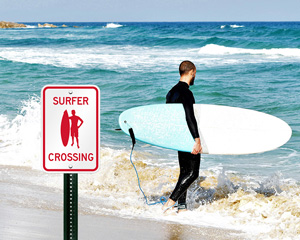 Surfer Crossing Sign