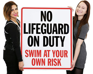 No Swimming Pool Lifeguard Sign