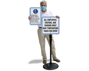 Temperature screening signs for jobsite