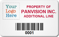 SunGuard Asset Label Add Company Name with Barcode