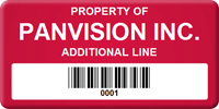 Asset Label, Property of Company Name with Barcode