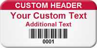 Custom Header  Personalized Barcode Asset Label