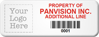 Asset Label Property of Company Name with Barcode