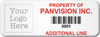 Asset Label Property of Company Name with Barcode