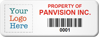 Asset Label Property of Company Name with Barcode