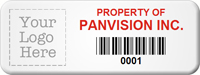 Asset Label Property of Company Name with Barcode