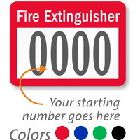 FIRE EXTINGUISHER Label numbering pack of 1000