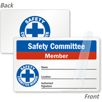 2 Sided Safety Committee Member Self Laminating Wallet Card