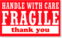 Handle Care Fragile Thank You Label