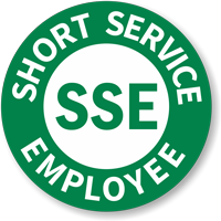 Short Service Employee Hard Hat Decals