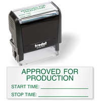 Approved for Production Start Stop Time Self Inking Stamp