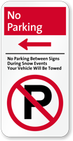 No Parking Between Signs Left Arrow