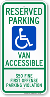 Alabama Reserved ADA Parking Van Accessible Sign