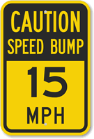 Caution Speed Bump Sign