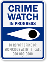 Report Crime Suspicious Activity Call [#] Sign