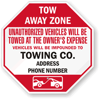 No Parking Towing Enforced Tow Away Sign