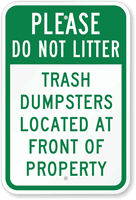 Please Do not Litter  Property Sign