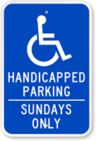 Handicapped Parking   Sundays Only Sign
