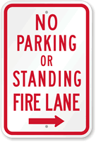 Fire Lane No Parking Or Standing Sign