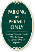 Parking By Permit Only Vehicles Towed Sign