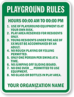 Custom Playground Rules Sign