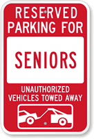 Reserved Parking For Seniors Sign