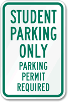 Student Parking Permit Required Sign