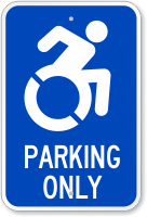 Parking Only Sign With International Symbol Of Access