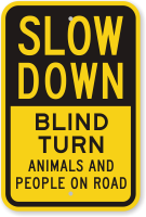 Blind Turn Animals On Road